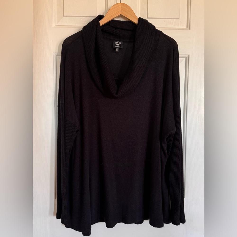 Bobeau black knit cowl neck pullover